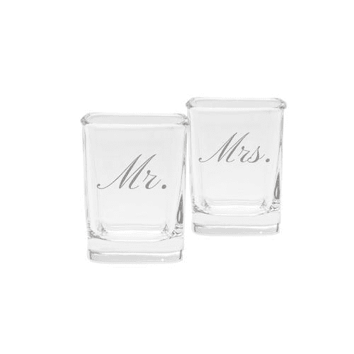 glass shot glasses Mr Wedding Shots & Mrs Shooter shot glasses for Bride and Groom