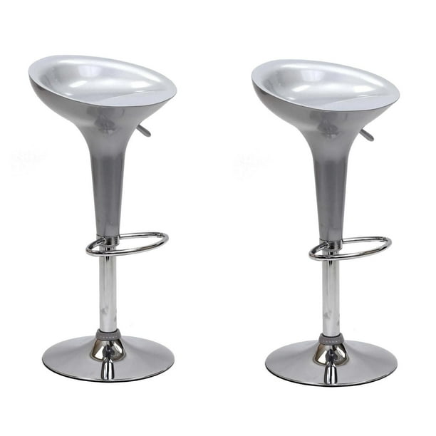 Banco Alto De Barra Set 2 Pzs Giratorio Altura Ajustable Bar gris