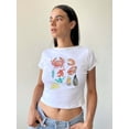 thumbnail image 1 of Mialoley T-shirt pour Femmes, Col Rond Manches Courtes Imprimé Alimentaire Ajusté Hauts d'Été Mode Urbaine pour Usage Quotidien Décontracté, 1 of 2