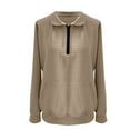 thumbnail image 6 of Bovemsi Womens Sweatshirts Women'S Autumn And Winter Solid Color Long Sleeved Lapel Half Zip Pocket Fall Fashion Outfits 2025 Clothes, 6 of 7