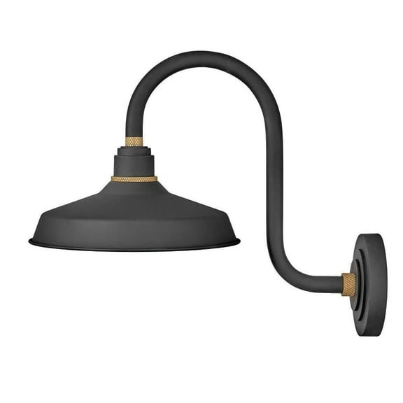 1 Light Small Outdoor Tall Gooseneck Barn Light Traditional-Industrial Style 12 inch Wide By 17 inch High-Textured Black Finish Bailey Street Home