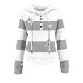 thumbnail image 2 of SHTXOZHI Women Long Sleeve Hooded Tops Fall Drawstring Sweatshirts with Pocket Casual Button Pullover Tops, 2 of 6