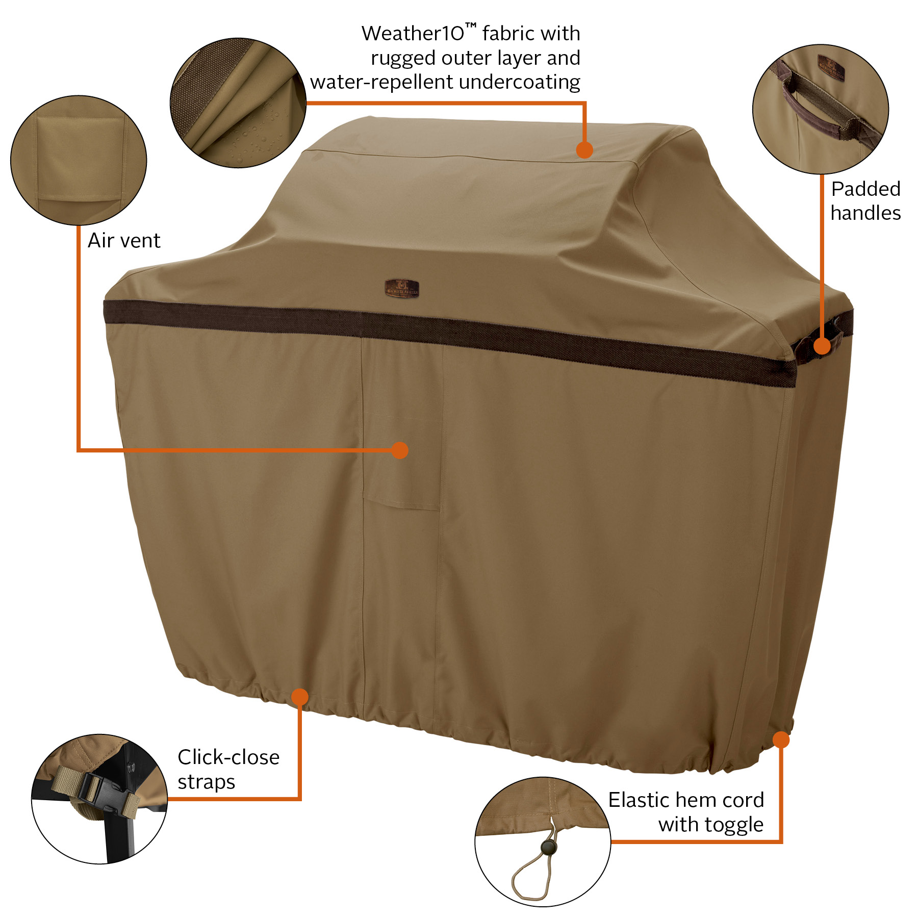 Classic Accessories Hickory® Grill Cover - Rugged BBQ Cover with Advanced Weather Protection, Large, 64-Inch - image 5 of 15