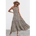 thumbnail image 3 of Vestido largo bohemio con volantes y un hombro sin mangas con estampado floral de verano para mujer, 3 of 5