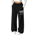 thumbnail image 2 of BXJX Girls Sweatpants, Fleece‑Lined Sports Warm Elastic Waist Fall Pants with Pockets Black Size 5-6 T, 2 of 6