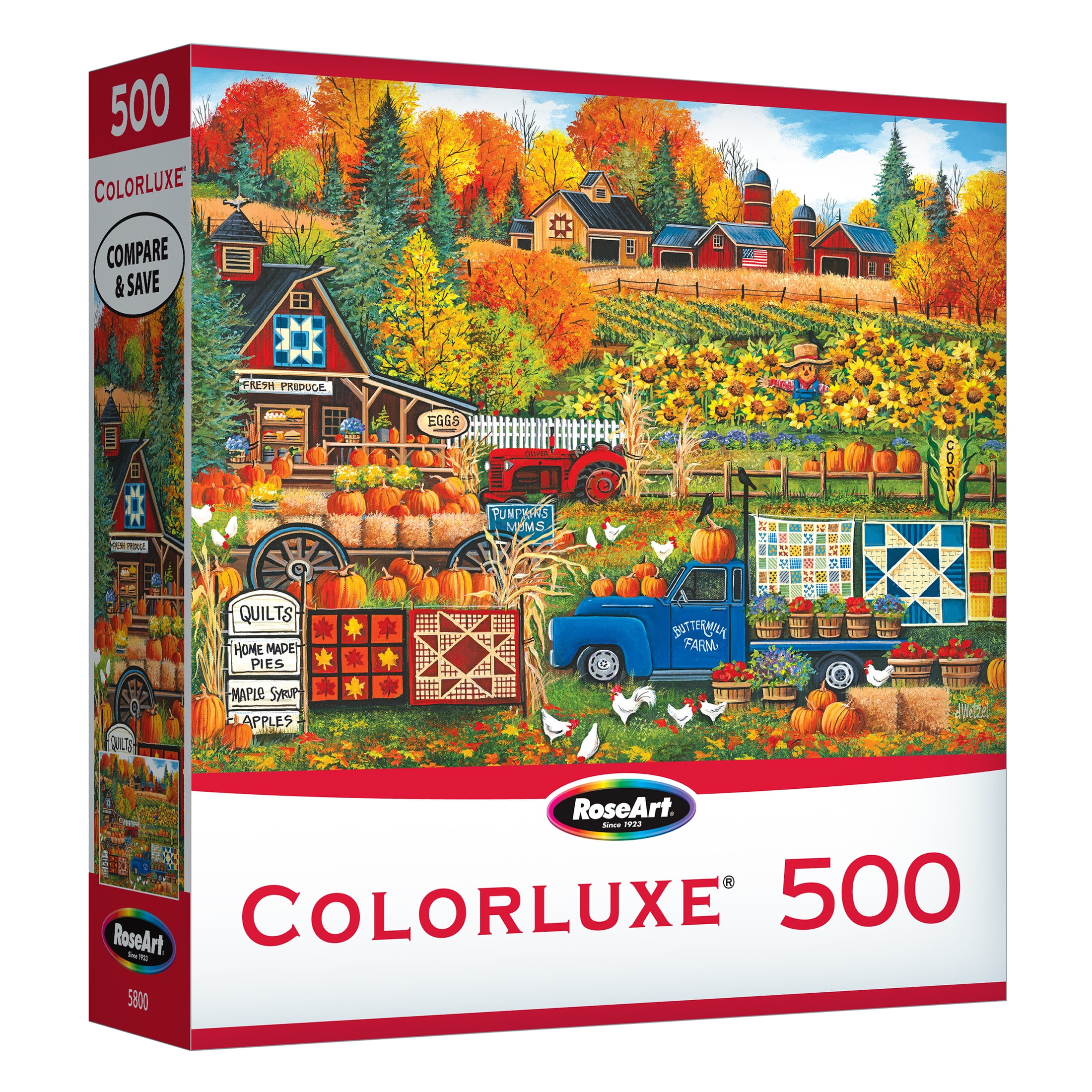 RoseArt - Colorluxe 500 pièces - Buttermilk Farm Fall - Puzzle à emboîter pour adultes, 9+