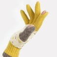 thumbnail image 3 of Women Girls Winter Warm Knitted Gloves Full Fingers Anti Slip Glove Fleece Lined Mittens with Touch Screen for Cold Weather, Yellow, 3 of 7