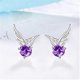 thumbnail image 2 of Rhinestone Ear Stud Earrings Jewelry Gift Womens Girlswhite, Purple2 Pairs, 2 of 4