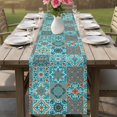 thumbnail image 4 of Retro Middle Century Table Runner 72 Inches, Rustic Bohemia Style Aztec Blue Bed Runner Dresser Scarves Tabletop for Indoor Outdoor Parties/Ceremony/Banquet, 13" x 72", 4 of 8
