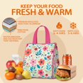thumbnail image 5 of Pioneer Flower Floral Print Pattern Insulated Lunch Bag for Women & Adults,Large Portable Soft Cooler Lunch Bag,Thermal Food Storage Tote with Pearl Cotton,8.66L,8.75x5.75x9.5 Inch, 5 of 6