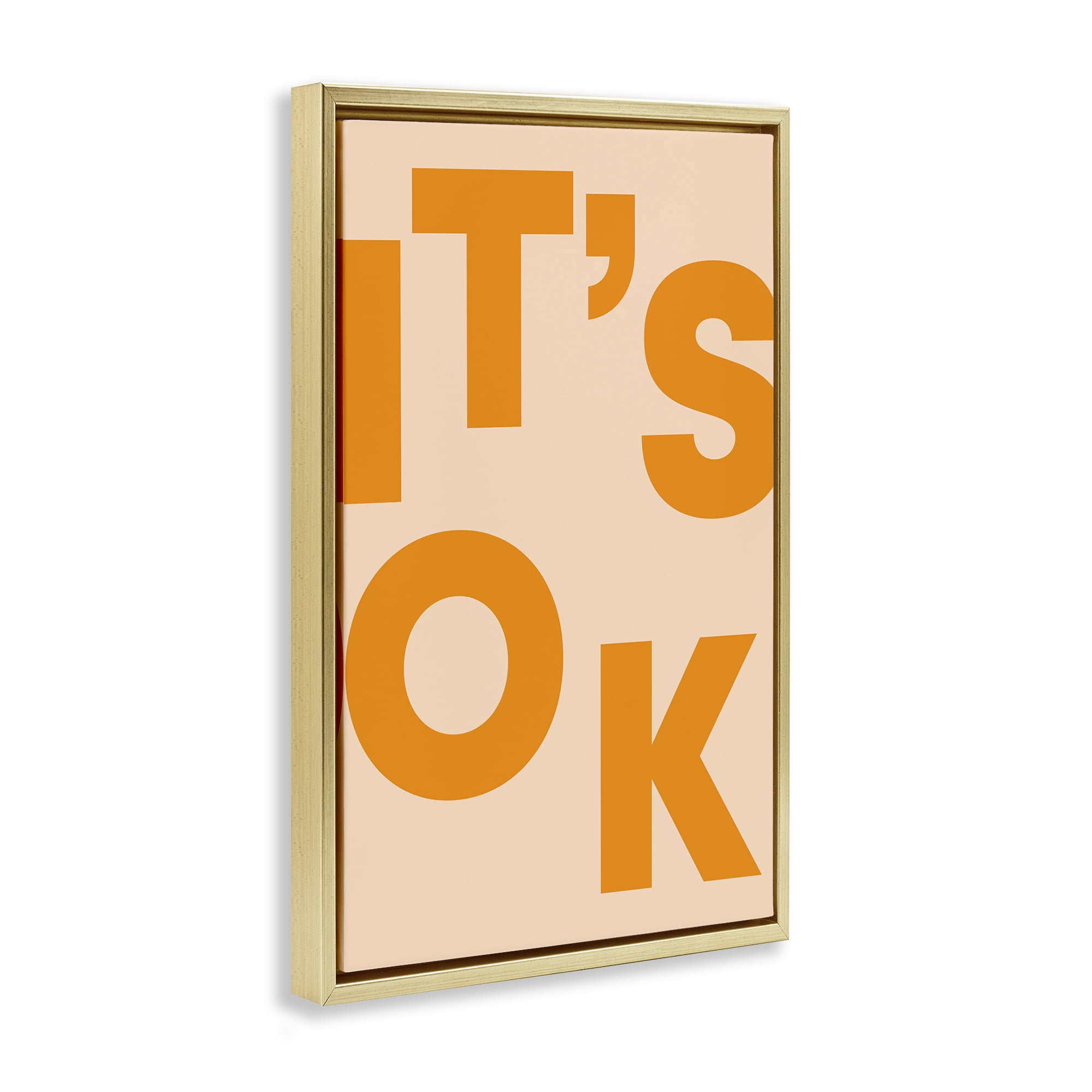 Stupell Industries It's OK Typography Typography Painting Gold Floater Framed Art Print Wall Art, 17 x 25