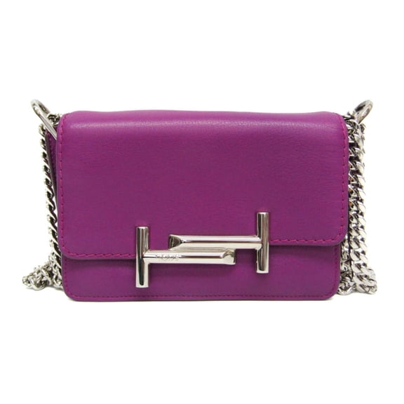 Pre-Owned Tod's Double T Chain Shoulder Bag Women's Leather Shoulder Bag Purple