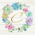 thumbnail image 2 of Coulter, Cynthia 12x12 White Modern Wood Framed Museum Art Print Titled - Sweet Succulents Wreath Monogram C gold, 2 of 4