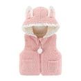 thumbnail image 2 of Spring Savings Clearance Lindreshi Toddler Girl Coats and Jackets Clearance Toddler Baby Girls Plush Cute Rabbit Ears Keep Warm Sleeveless Hoodie Vest Coat, 2 of 3