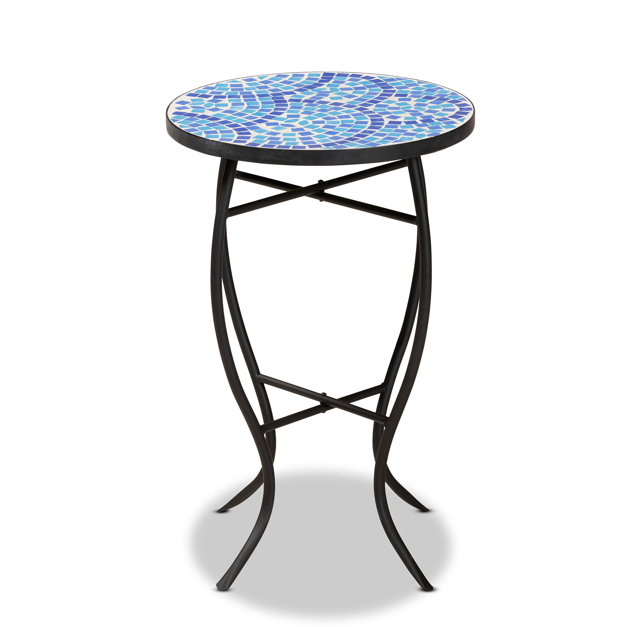 Baxton Studio 14" x 14" x 21" Black Metal and Glass Solid Print Plant Stand