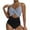 Black, variant on Women's Ribbed One Piece Swimsuit Tummy Control High Cut Bathing Suit Sexy V Neck Criss Cross Monikini