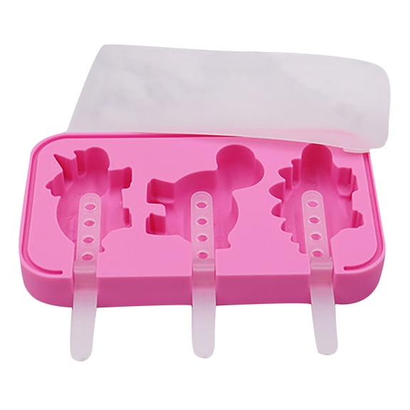Silicone Dinosaur Popsicle Mold Kit with Lid and Sticks Perfect for Homemade Ice Cream and Yogurt Treats Dishwasher Safe Reusable Family Friendly Pink