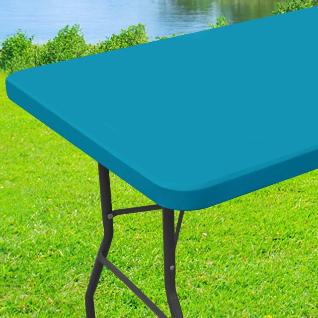 Mantel Moosfor Spandex rectangular de 8 pies, color turquesa