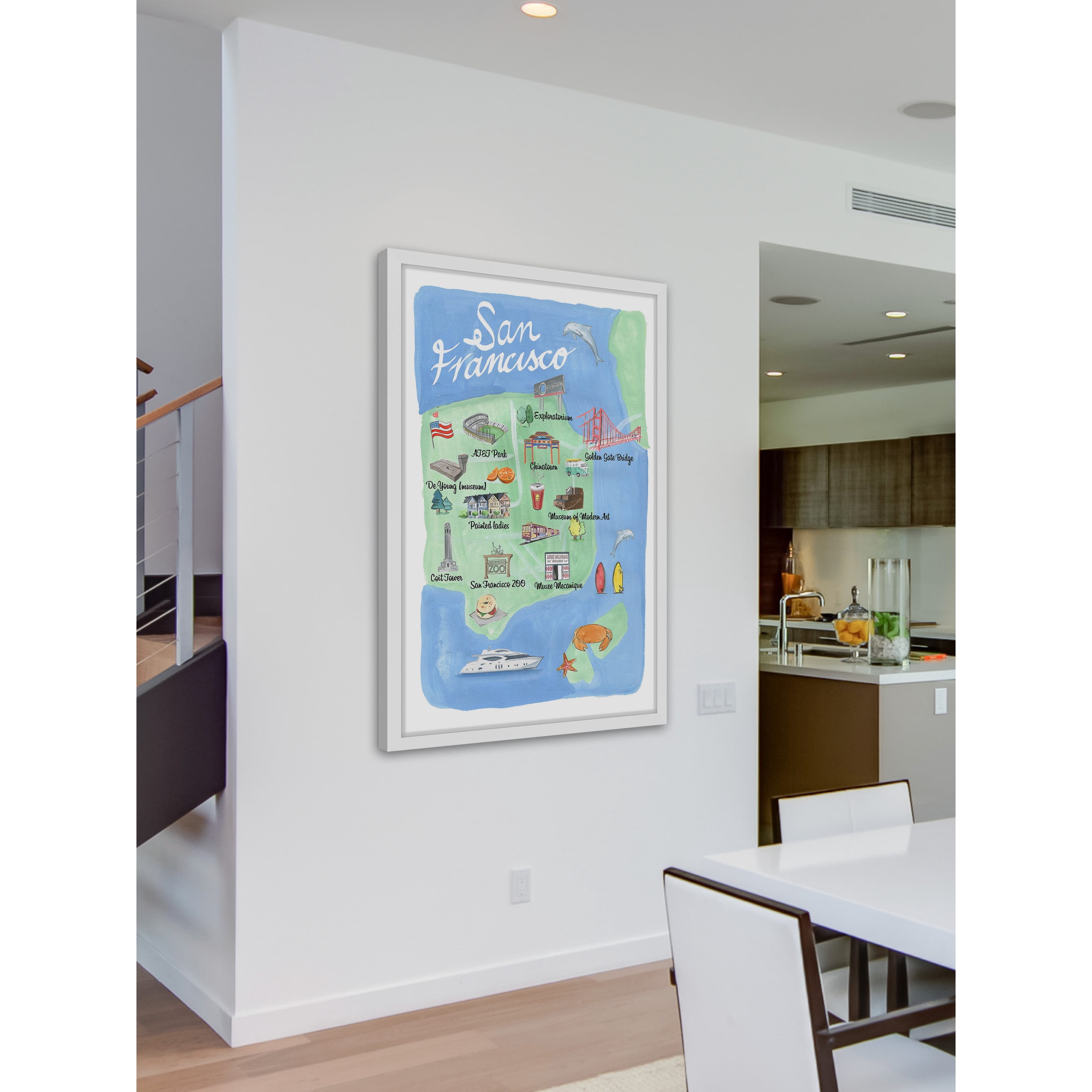 "San Francisco Site Map" Framed Painting Print