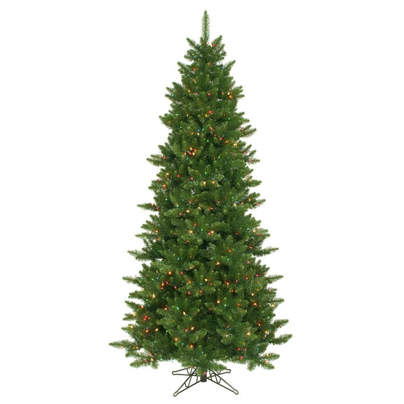 Vickerman 7.5' Camdon Fir Slim Artificial Christmas Tree, Multi-colored Dura-lit Incandescent Lights