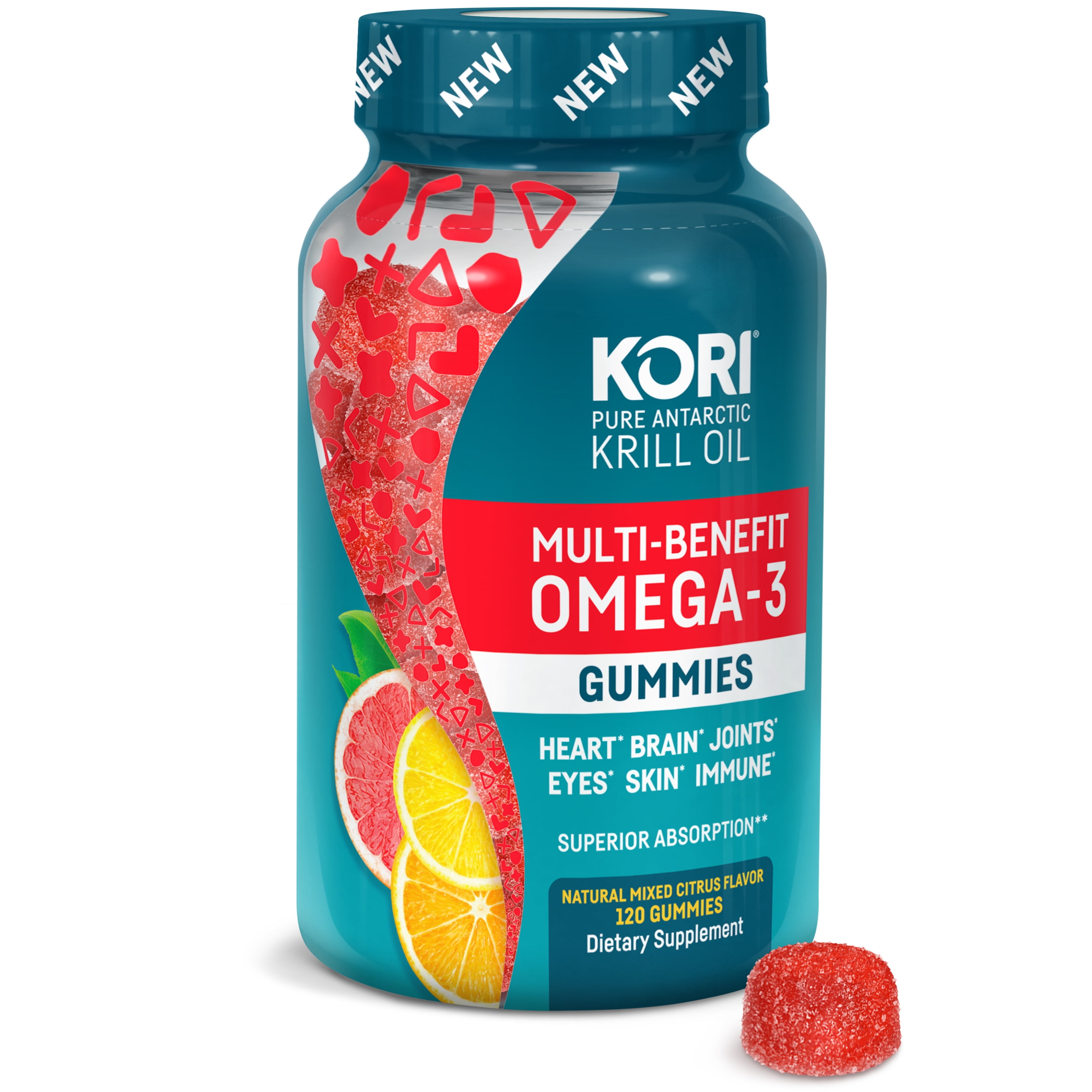 Kori Krill MultiBenefit Omega3 Citrus Flavor Gummies, 120 Count