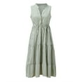 thumbnail image 6 of Dress For Womens Summer Sleeveless Collar Striped V Neck Flowy Casual Midi Dress, 6 of 8