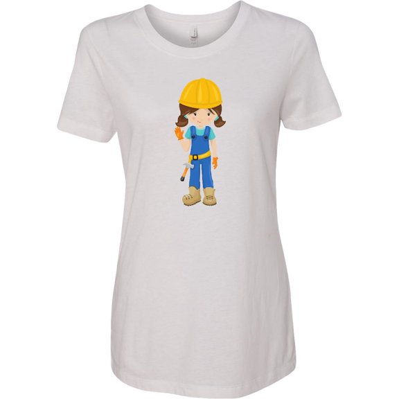 Inktastic Construction Girl, Brown Hair, Cute Girl, Hammer Women's T-Shirt
