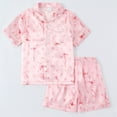 thumbnail image 2 of MEZZALL Girls Satin Pajama Short Sleeve Tops With Button Front And Comfortable Shorts Soft Silk Like Sleepwear Kids Solid Color Trendy Teen Nightwear, 2 of 4