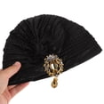 thumbnail image 3 of Moluckfu Turbante Negro Con Estilo Plisado Para Mujer Gorro Cómodo Y En Casa, 3 of 6