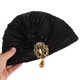 thumbnail image 3 of Moluckfu Turbante Negro Con Estilo Plisado Para Mujer Gorro Cómodo Y En Casa, 3 of 6