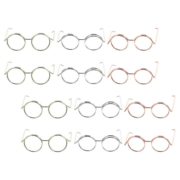 Topbathy 12Set Pet Mini Glasses Copper Wire Rose Gold Miniature Scene Accessories Back to School