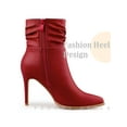 thumbnail image 5 of BLISSFUL STEP Women's relaxed Side Zip Stiletto Heel Ankle Boots Red 9, 5 of 7