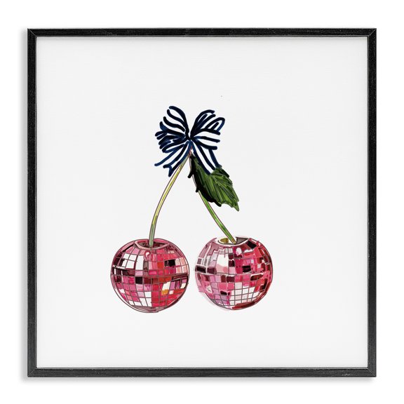 Stupell Industries Eclectic Disco Ball Cherries Black Framed Giclee Art, 24 x 24, by Amelia Noyes