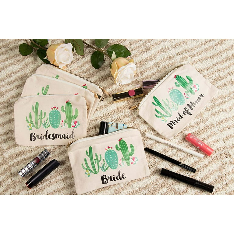 Juvale Set of 5 Floral Bridesmaid Makeup Bag Gifts for Wedding Day, Bridal  Shower, Bachelorette Party Favors (7 x 4 Inches)