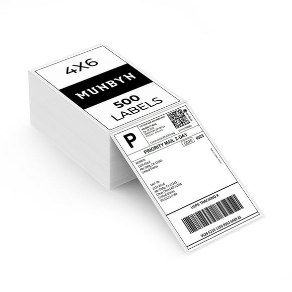 MUNBYN Thermal Direct Shipping Label (Pack of 500 4x6 Per Fanfold Labels)