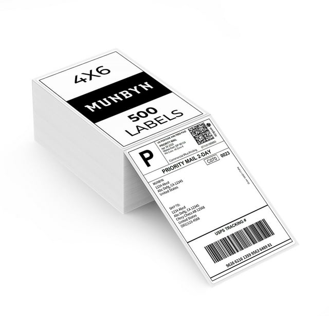 MUNBYN Thermal Direct Shipping Label (Pack of 500 4x6 Per Fanfold Labels)