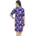 thumbnail image 3 of Bimba Royal Blue Floral Print Women Turn-Down Collar Sleepshirt Night Dress - 6, 3 of 5