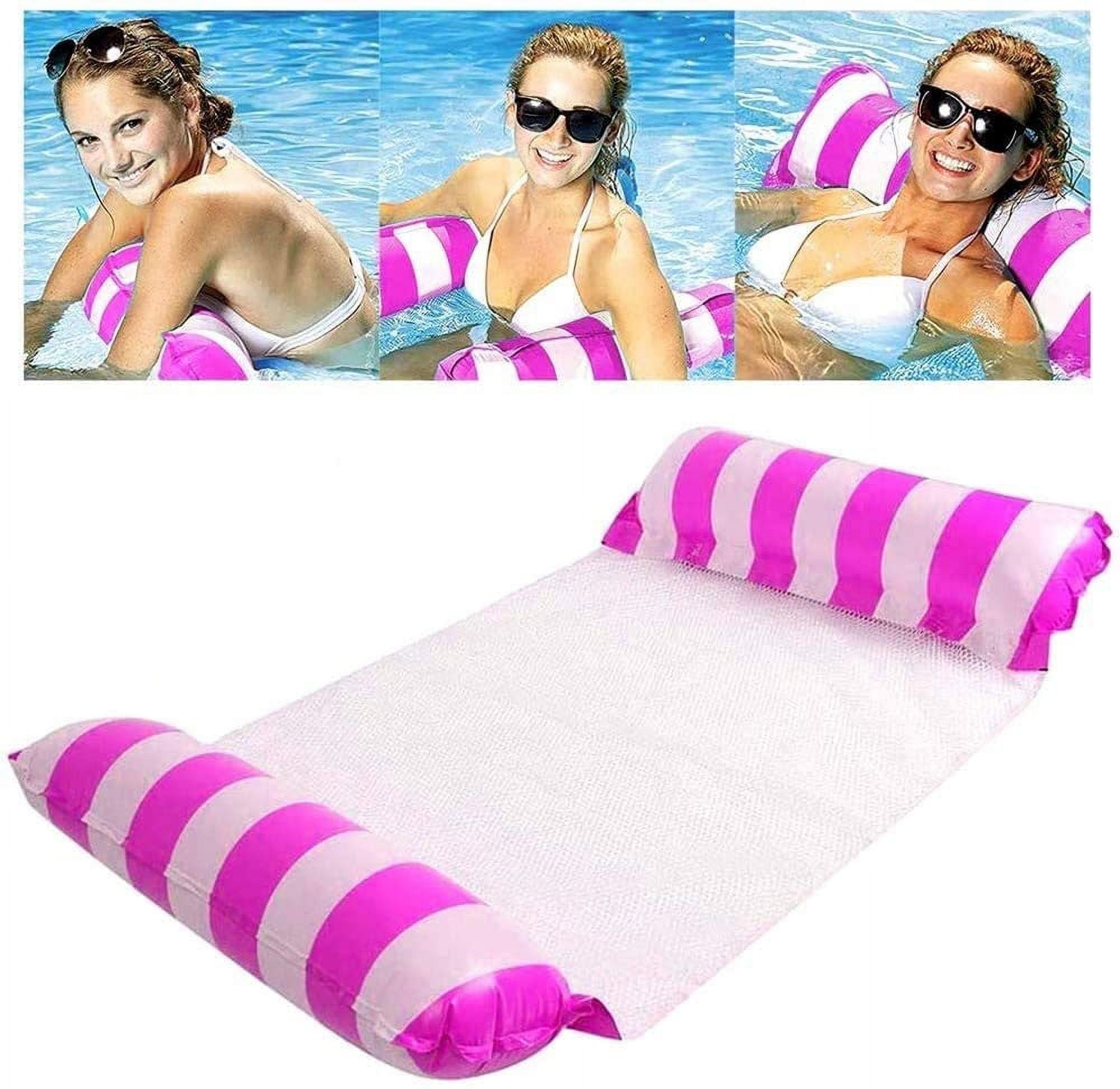 Hamaca De Agua Inflable 4 En 1 | Cama Flotante Para Piscina Y Playa De 140x70 Cm | Sillón, Tumbona Y Flotador | 2 Unidades | Verano Y Vacaciones