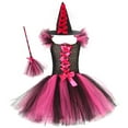 thumbnail image 3 of Bysome Toddler Girls Outfit Set Kids Baby Pageant Witch Halloween Party Tulle Dresses With Hat Broom Fancy Dress Up Long Sleeve Crew Neck Cute Print Girl 2 Pieces Clothes Set Pink Size 4-5 Years, 3 of 8