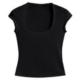 thumbnail image 4 of Tshirts Shirts for Women Short Sleeve Square Neck Basic Tees Slim Fit Womens Summer Clothes Work Tops for Women, 4 of 5
