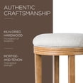 thumbnail image 3 of Maven Lane Eva 31 Inch Tall Bar Height Rotating Backless Barstool in Weathered Oak Finish with Sand Color Fabric Upholstered Seat, Set of 3, 3 of 8