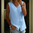 thumbnail image 4 of Outfmvch Button Down Vest Vest Shirts for Women Vest for Women Ladies Linen Vest Linen Blend Tops for Women Button Down Sleeveless Shirts for Women Linen Vest Tops For Women Blue XL, 4 of 7