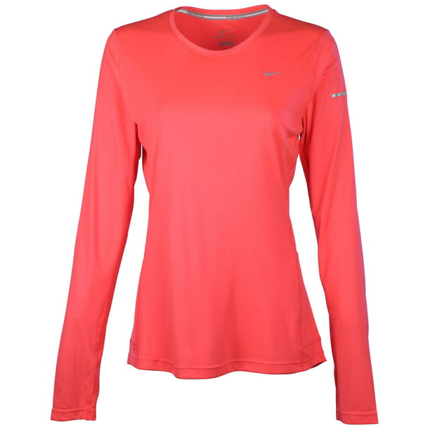 Nike - Nike Women's Dri-Fit Miler Long Sleeve Running Top-Vivid Pink - Walmart.com - Walmart.com