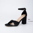thumbnail image 6 of Rokment Women's Satin Silk Bowknot Dressy Sandals 2026 Stylish Business Formal Open Toe Ankle Strap Chunky Block High Heels Dress Pumps Summer Shoes for Wedding Banquet Black Size 6, 6 of 6