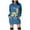 Blue, variant on Women Christmas Outfit Festive Holiday Women's Long Sleeve Pullover Hooded Sweater Dress with Festive Print and Front Pocket Green S