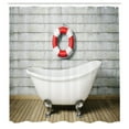 thumbnail image 2 of Ambesonne Floral Shower Curtain, Grunge Wall Sailor Bath, 69"Wx70"L, White Red Grey, 2 of 4