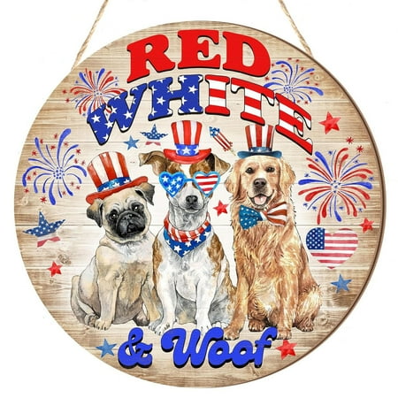 

YBWZH Hot Sale Door Hanging Decoration Patriotic Independence Day Door Decoration Wooden Pendant Round Freedom Memorial Day