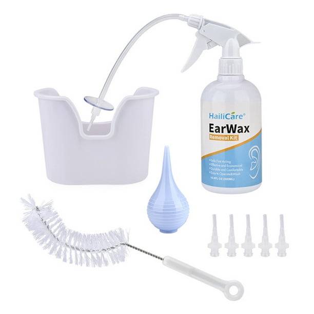 Kit de retrait de cérumen - Seringue pour nettoyage des oreilles, boule d' oreille, bassin de lavage d'oreille, lumière LED et kit de nettoyage (type  1) : : Santé et Soins personnels