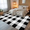 thumbnail image 5 of Black White Buffalo Check 5x8 Area Rugs, Farmhouse Plaid Modern Geometric Non-Skid Rubber Backing Large Rectangle Rugs - Living Room Bedroom Home Office, Indoor Floor Mat Carpets Washable Rug, 5 of 9