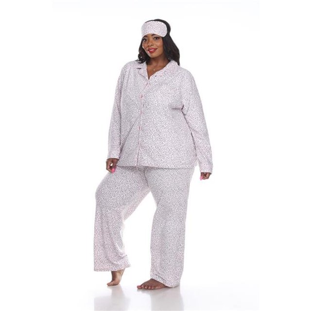 PS3610-13-4XL Pink Cheetah Plus Size Three-Piece Pajama Set - 4X